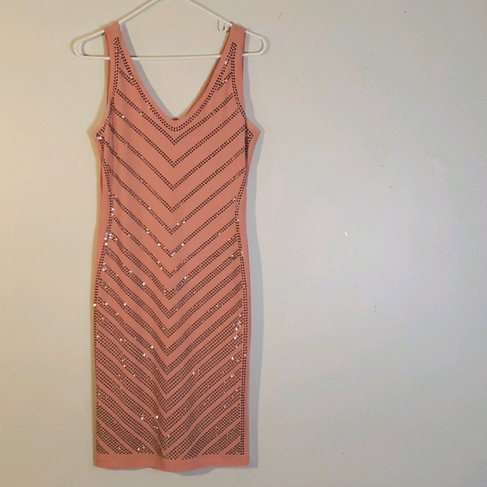 Carmen by Marc Valvo Peach and Pewter Dress
